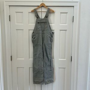 Blue pinstriped overalls